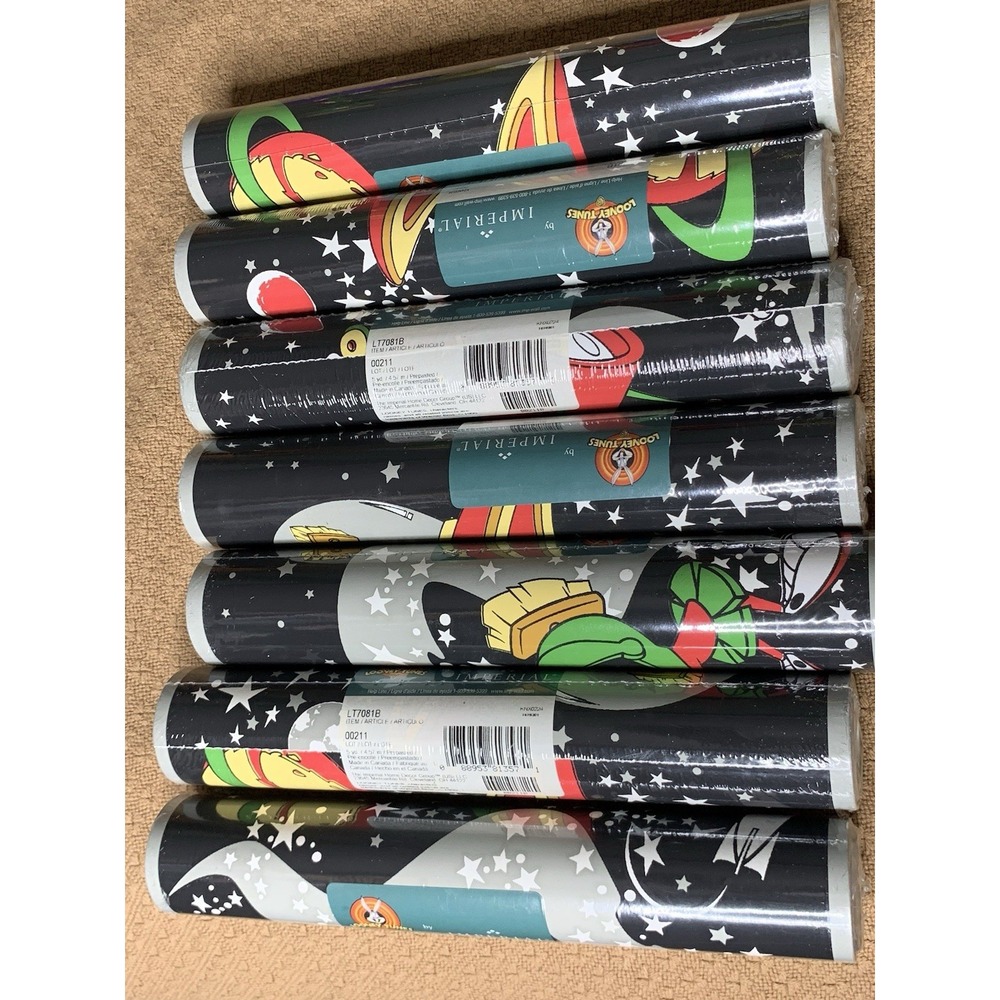 VTG RARE Imperial Prepasted Wall Paper Looney Tunes Marvin The Martian 90s‎ Bulk